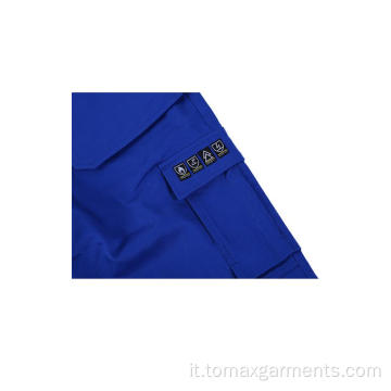 Pantaloni blu ignifughi con nastro d&#39;argento